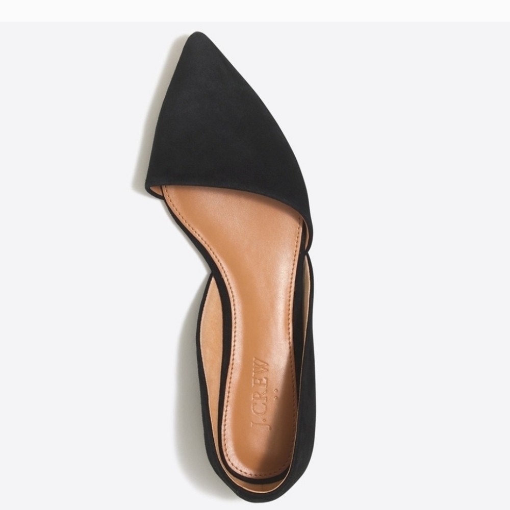 J. Crew D'orsay Suede Black Pointed Toe Flats Size 8 - Picture 2 of 6